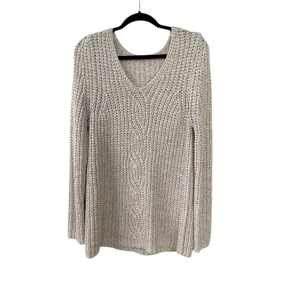 OUI TAN Scoop Neck Long Sleeve Sweater Tan 12
